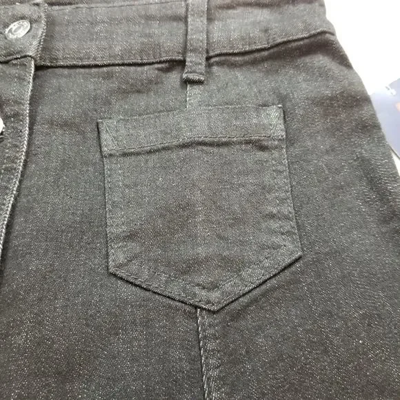 CHAPS Button Front Jean Skirt Black - Picture 3 of 8